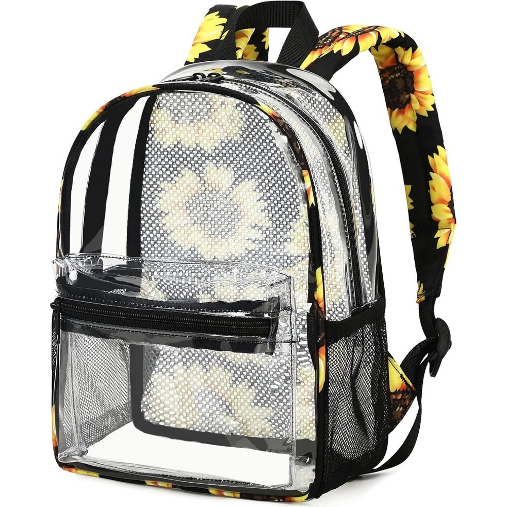 New Beautiful Sunflowers Clear Small Backpack for Girls, Women's (12x12x6)